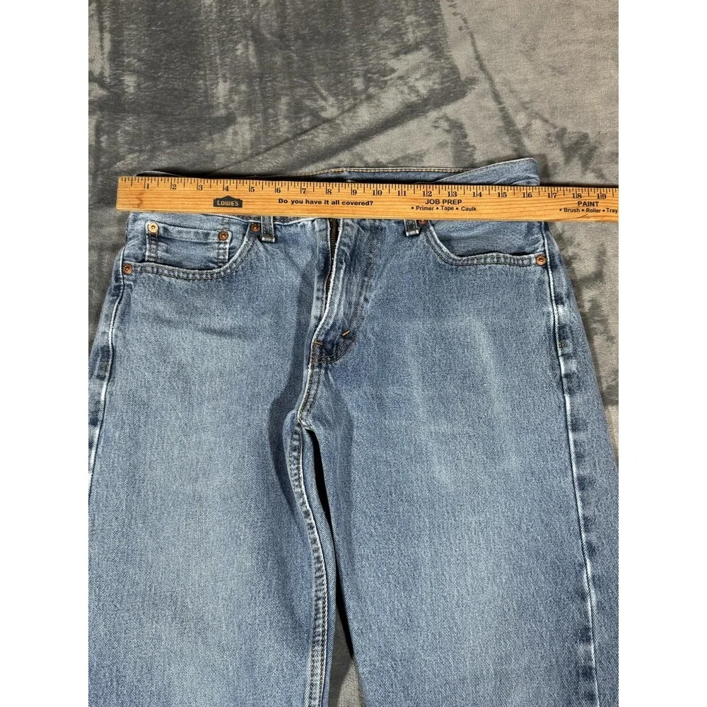 Levi's 505 Jeans Mens 33x27 Light Wash Blue Straight Leg Regular Fit Frayed Hem